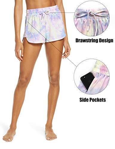 Blooming Jelly Women's Tie Dye Shorts Athletic Workout Running Dolphin Shortie Fitness Lounge Short Pants With Pockets(Small，Tie Dye #TOP3