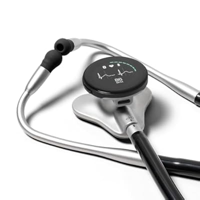Eko CORE 500TM Digital Stethoscope 40x Amplification, Active Noise Cancellation, 3-Lead ECG, FDA-Cleared AI with Eko, Full-Color Display, Reimbursement Eligible Silver, COR503-SLV