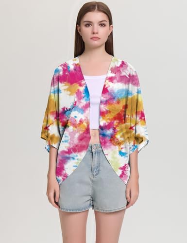 Image of Chunoy Women Short Sleeve Chiffon Kimono Beach Swimsuit Cover Up