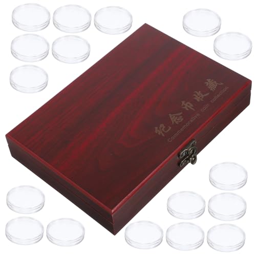 Caja de madera para monedas con tapa, almacenamiento práctico miniatura 1