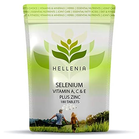 Hellenia Selenium 200ug Vitamins A,C,E + Zinc - 180 Tablets - Antioxidant Formula Cover