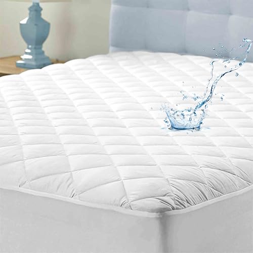 Image of Ayka 100% Waterproof Cotton Quilted Mattress Protector King Size Breathable Hypoallergenic Noiseless Ultra Soft Fitted Bed Protector 72x72 inch Mattress /Bed Cover (King 72x72 inch | 6x6 ft, White)