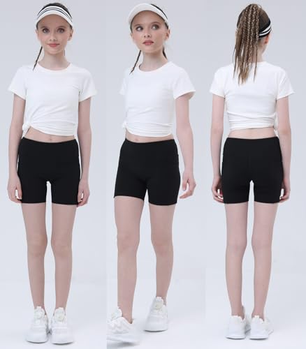 BRLIDO Pacote com 5 shorts de vôlei de 12,7 cm para meninas - Short infantil para corrida, ioga, gin