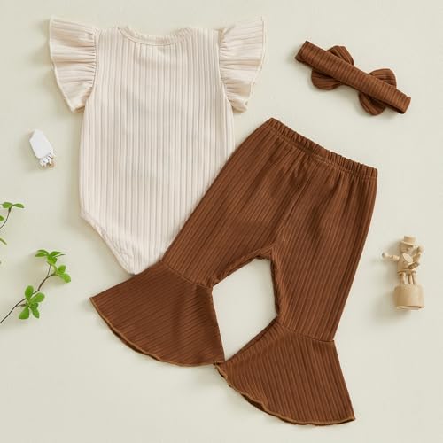 Baby Girl Western Clothes Cute Cow Print Short/Long Sleeve Ruffle Romper Flare Pants Headband Cowgirl Outfit4