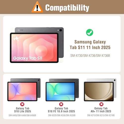 Image of MoKo Case for Samsug Galaxy Tab S11 2025 11-Inch, Brown | S Pen Holder, PU Leather, 2 Adjustable Angle, Auto Wake /Sleep, Hand Strap, Front Pocket, 2 non-slip grooves