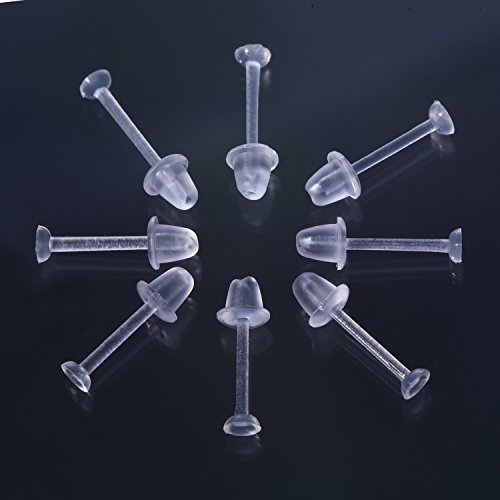 Eboot Plastic Earring Posts And Backs Clear Earring Pins Ear Safety Backs Earnuts Earring Findings, Total 400 Pairs #TOP4