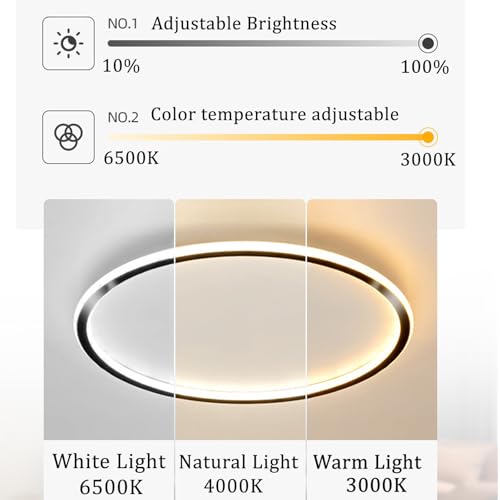 Plafonnier LED dimmable noir de 50cm avec télécommande moderne - 2