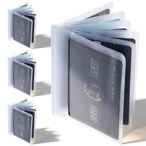 XLIUAX 4 Packs 6 Page Clear Wallet Insert Plastic Card Holder Wallet Insert Credit Card Wallets Picture Photo Holder for Wallets Bifold Men & Women(a)
