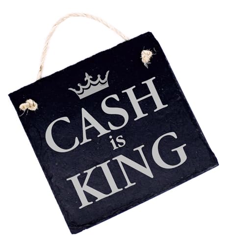 DEKOLANDO CASH is KING Sign Nur Barzahlung Slate Sign Nur Bar Bezahlung - Wir Akzeptieren Nur Bargeld Kasse Notice Sign (CASH is KING, 4.3""x4.3"")
