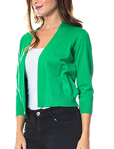 Image of Bolero Cropped Cardigans Shrugs for Women - 3 /4 Sleeve Open Front Cover up for Dresses