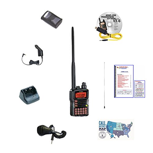 Yaesu VX-6R - Programming Software/Cable - Nifty Guide - Comet SMA24 HT Antenna - Yaesu Waterproof Speaker Mic - Yaesu Car Charger - Yaesu Soft Case - Yaesu Desktop Charger and Ham Guides ™ Pocket Reference Card Bundle!
