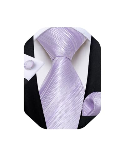 Image of DiBanGu Extra Long Tie for Men 63 inch XL Silk Necktie Set | Pocket Square and Cufflinks, Big and Tall, Jacquard Woven, Gift Box, Paisley /Plaid /Solid /Striped, for Weddinng Party Business