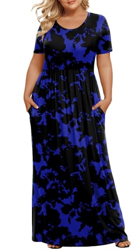 Image of LONGYUAN Women's Plus Size Maxi Dresses Summer Short Sleeve Casual Long Dress 2026 XL-6XL