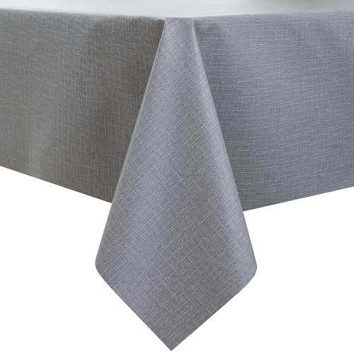 Heavy Duty Vinyl Tablecloth Waterproof Oil-Proof PVC Table Cloth Stain-Resistant Wipeable Rectangle or Square Table Cover (Grey, 54 x 54 Inch)
