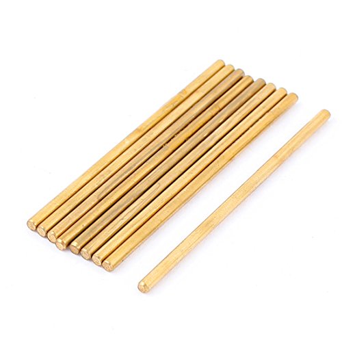 Aexit 9 Pcs Electrical equipment 2mm Dia 50mm Length Brass Solid Round Rod Bar for DIY RC Model Car