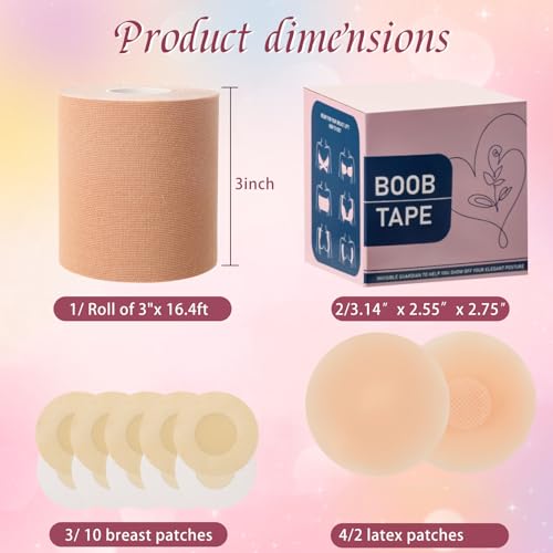 Boob Tape Boobytape For Breast Lift with 1Boobtape 2pcs Nipple Covers Silicone 10pcs Disposable Nipple Pasties2