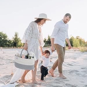 Kiddycare Woven Diaper Caddy Basket with Handle Lid, Diaper Caddy Basket with Dividers for Baby Boy/Girl Nursery, Baby Gift, Gray, Large Kiddycare Woven Diaper Caddy Basket with Handle Lid Diaper Caddy Basket with Dividers for Baby BoyGirl Nursery Baby Gift Gray Large