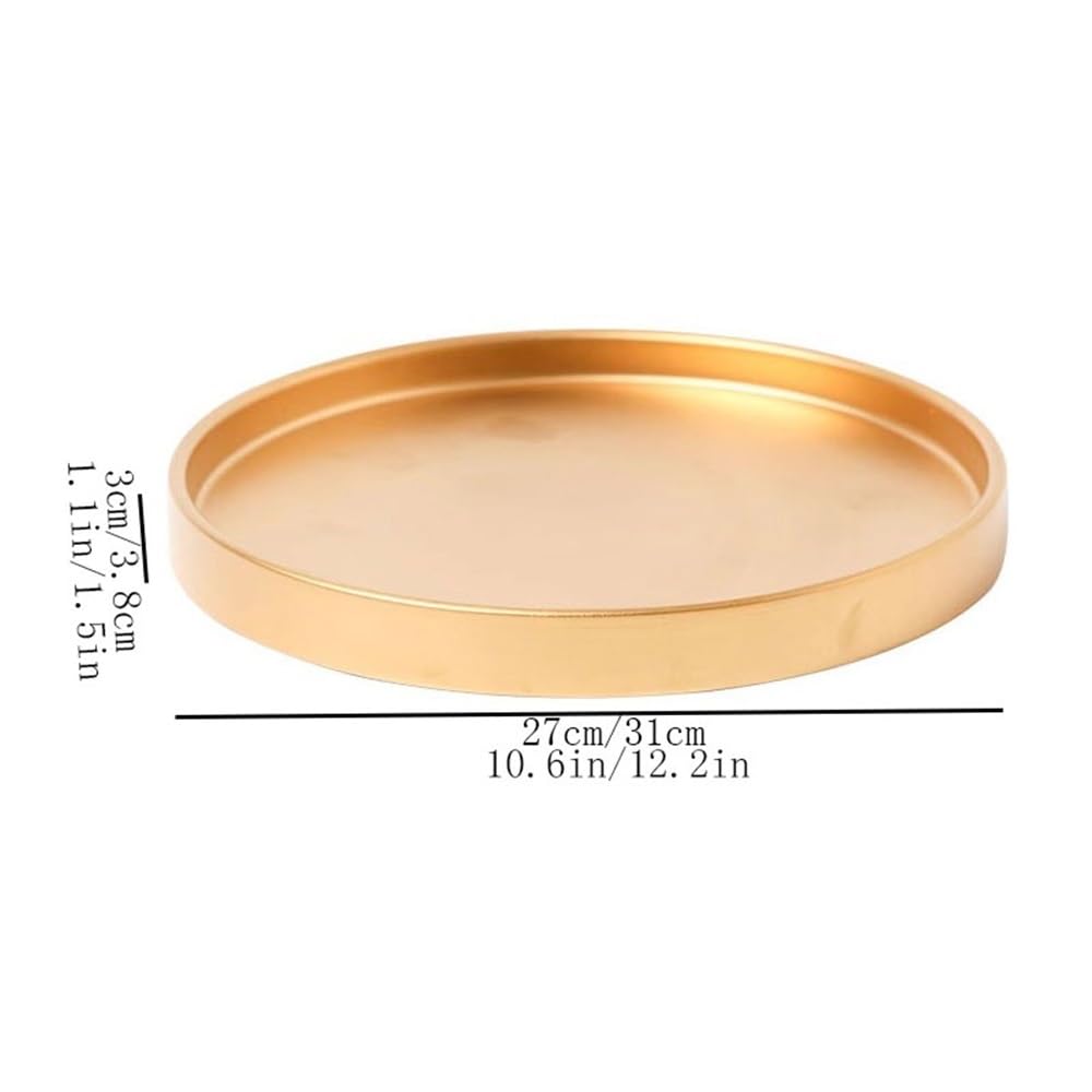 Tace na rośliny Ceramiczna podstawka pod doniczkę, duża okrągła paleta, tacka ociekowa do wewnątrz i na zewnątrz Ogród(Gold,3XL)