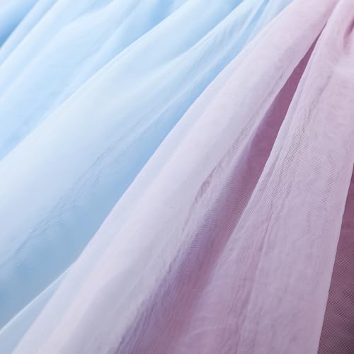 Image of Disney Princess Frozen Elsa Minnie Stitch Toddler Girl Tulle Tutu Dress Ruffle Sleeve Mesh Summer Birthday Party Clothes 2-9Y