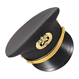 FOYTOKI Gorra de Maquinista Negra Transpirable para Adulto Banda Dorada, Accesorio de Disfraz Ferroviario para Fiestas y Eventos al Aire Libre