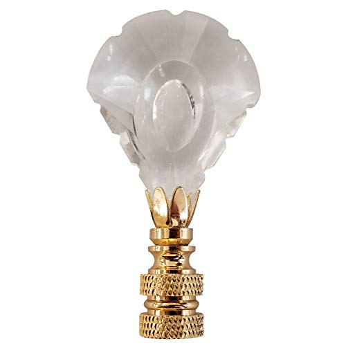 Image of Royal Designs Arrowhead Center Cut Design Lamp Finial, Clear Faceted Crystal, Polished Brass Base, Set of 2