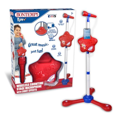 Bontempi | Microfono Wireless Con Asta Regolabile, Per Bambini, Effetti Luminosi, Vano Porta Smartphone, 107X47X19 Cm - 5