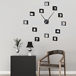 Lafocuse 24 Meatl Silent Grande Noire de pouce DIY Horloges murales pour la décoration maison, Horloge Murale Horloge murale décorative pour le salon chambre bureau, batterie de cuisine horloge avec les mains et le mécanisme