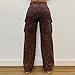 Womens Rhinestone Jeans Baggy Y2K High Waisted Straight Leg Sparkly Denim Pants Fall Fashion Winter Streetwear S-3XL Brown