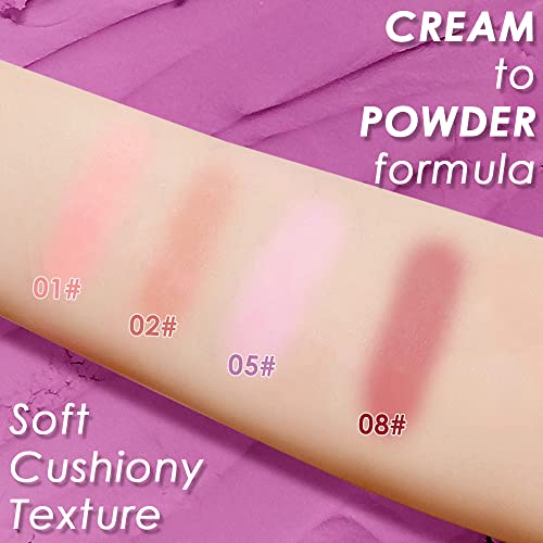 Jutqut Cream To Powder Blush - Purple, Squishy Smooth Cushiony Face Makeup For Cool Tone Skin Matte Cheek Tint Breathable Cream Blush For Cheeks, All Day Wear Blendable Creamy Flush #TOP3