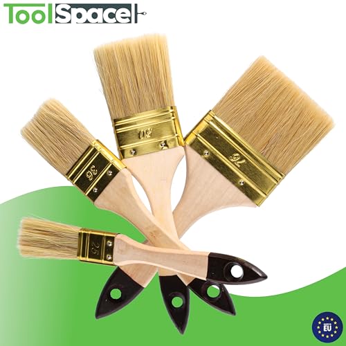 ToolSpace Flachpinsel Profi Pinselset Flachpinselset Lasurpinsel Naturhaar für Lack Lasur Farbe Kreidefarbe Möbel Wand Fenster Malerpinsel für Innen Außen wiederverwendbar DIY 25 mm 36 mm 50 mm 76 mm