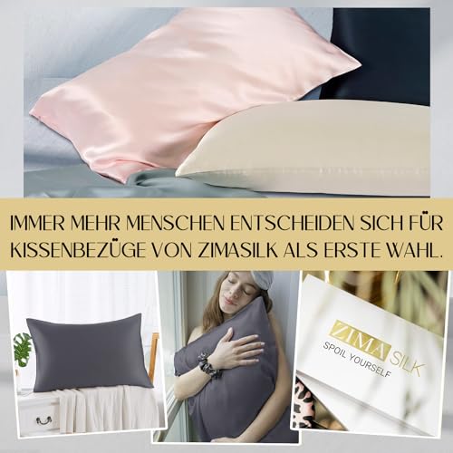 ZIMASILK Seidenkissenbezug 80x80 cm aus 100% Maulbeerseide, Dunkelgrau – Ansicht 6
