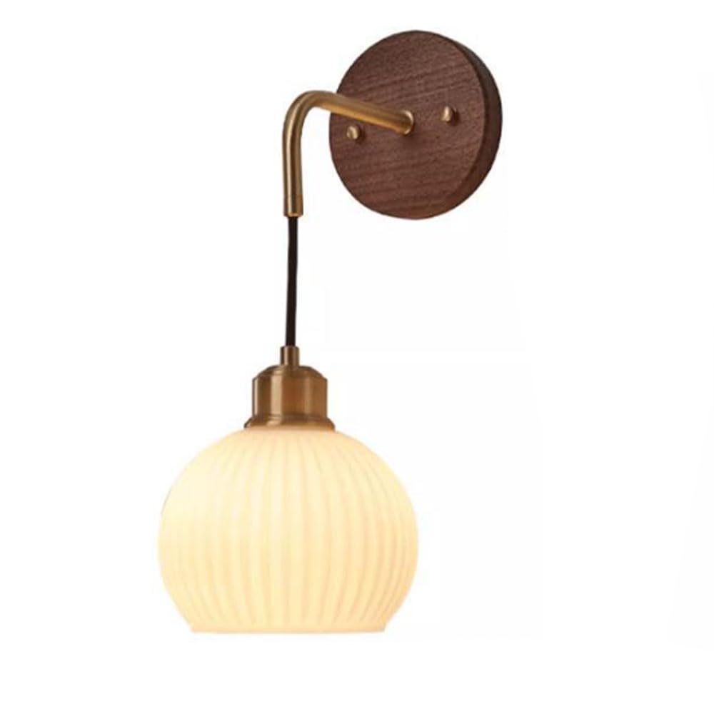 HUAYUSEDF Personalized Wood Glass Wall Light, Modern Industrial Style Single-Head Lamp, E26 Source Flush Mount Sconce, Hallway Living Room Dressing Table Decorative Fixtures