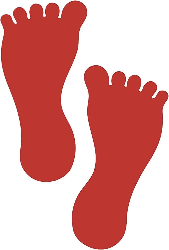 12 Pack - 7 Inch Barefoot Footprint Decal Stickers for Floors and Walls - Pack of 12 Pairs (24 Feet) - Floor and Wall Save Adhesive (Orange)