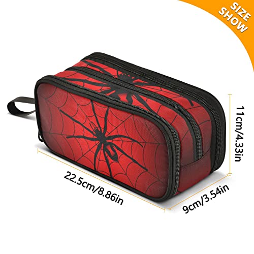 Image of Fisyme Halloween Spider Web Pencil Case Large Capacity Pen Box Makeup Pouch Holder Organizer Stationery Bag for School Office College Traval Adult