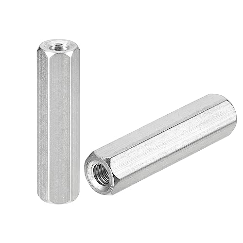 uxcell M6 x 1-Pitch 50mm Length Coupling Nuts, 4pcs 304 Stainless Steel Metric Hex Rod Coupling Nuts