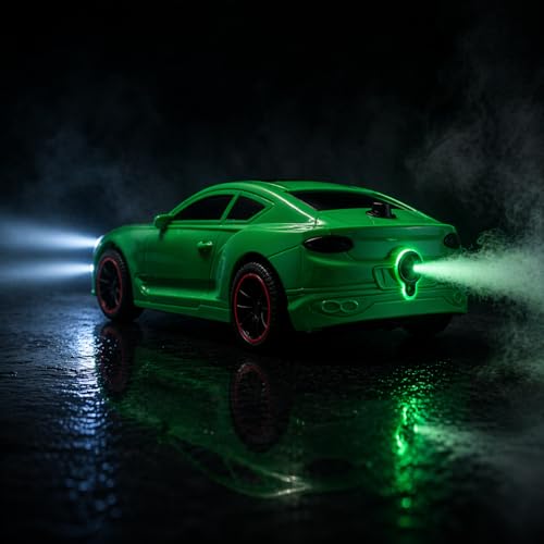 Image of The Flyers Bay Famous Millionaire Remote Control Car for Kids 4+ with Music, 3D Lights, Water Spray, Rechargeable Battery, 7 Function RC Toy Car with Type-C Charging (Green)