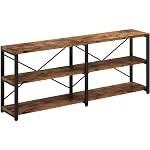 IRONCK Rustic Entryway Console Table Long Hallway Table 708 in 3 Tier TV Stand Entertainment Center Media Stand for Living Room Industrial Style Vintage Brown