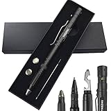 【All-in-One Gerät】 - Glasbrecher Stift kann zur Selbstverteidigung verwendet werden, ideal für Outdoor-Camping und Selbstverteidigung. Dieser taktische Stift kombiniert Flaschenöffner, gezackte Kante, Inbusschlüssel, Glasbrecher, LED-Lampe und Stift in einem. Die Taschenlampe hat 12 Lumen und hat eine Arbeitszeit von bis zu 10 Stunden (genug für mehr als 2 Monate für den gelegentlichen Gebrauch).