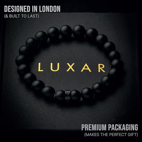 LUXAR Men’s Black Onyx Stone Bead Bracelets | Matte Black 8mm Stone | Minimalist, Designer Jewelry for Men4