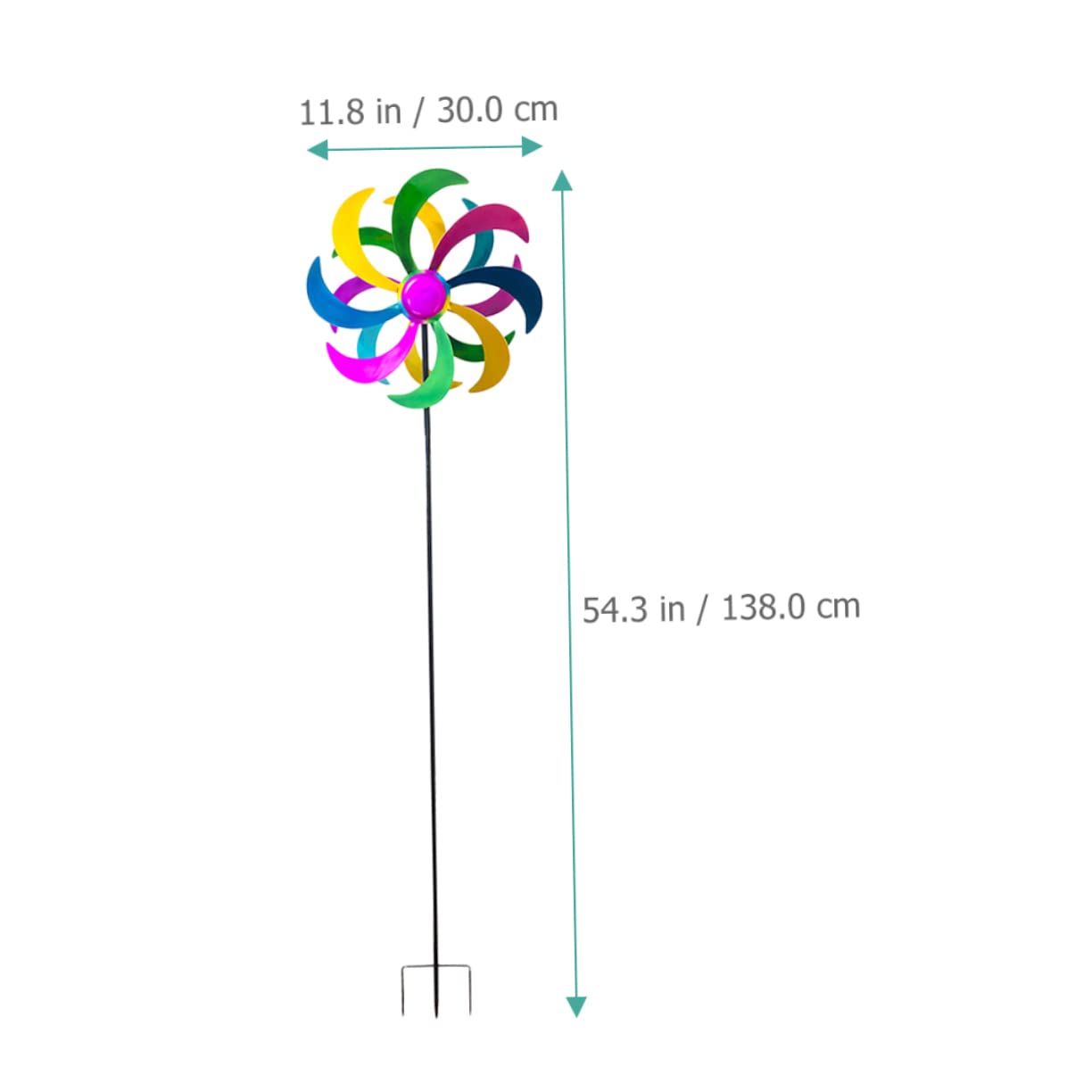 Abaodam Bunte Windmühle aus Eisen als Gartenstecker 1 Stück | Regenbogenfarben, Dekorative Ausführung, für Festliche Atmosphäre und Garten Deko, Schönes Design