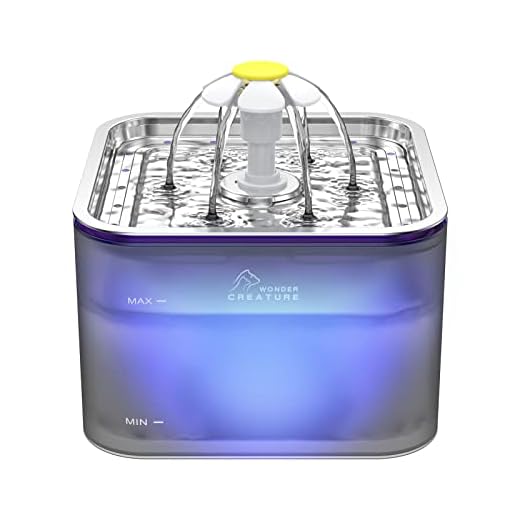Crystal Cat Water Fountain Stainless Steel, 100oz/3L Pet Fountain with LED Light for Cats and Dogs (Grey)
