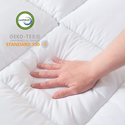 Hokway Queen Mattress Pad With 8-21" Deep Pocket, 1000Gsm Down Alternative Overfilled Mattress Topper, Quilted Fitted Pillow Top Cooling Mattress Topper Breathable Fluffy Soft Mattress Protector #TOP3