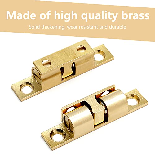 Uenhoy 10 Pcs Solid Brass Cabinet Door Catch, Dual Ball Tension Latch 2" Closet Ball Roller Catch Latch With Screw (Gold, 50Mm) #TOP1