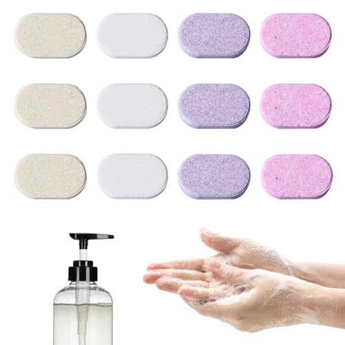 Foaming Hand Soap Refill, 12 PCS Hand Soap Foam, Eco-Friendly Sustainable Refill Tablets for Kitchen and Bathroom, Variety Fragrance Pack, Plastic-Free, Natural Ingredients