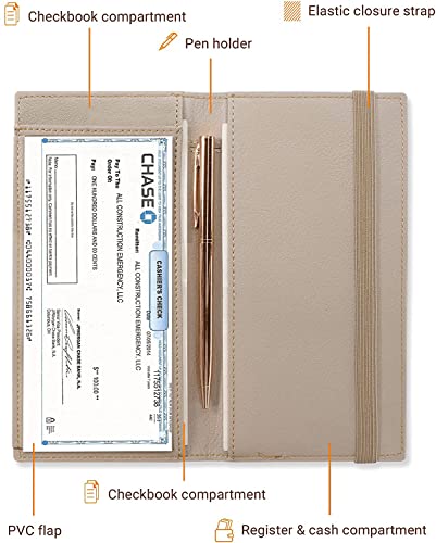 Zreal Checkbook Cover For Men & Women, Premium Vegan Leather Checkbook Holder Slim Wallets For Duplicate Checks With Rfid Blocking (Tan) #TOP3