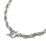 Oh My Shop CC3401a - Collier Chaîne Maillons Entrelacés et Fermoir T Acier Argenté
