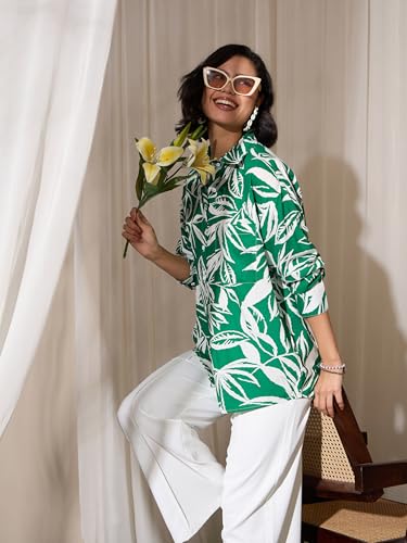 Image of barcino Fuchsia Tropical Floral Oversized Shirt
