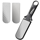 6-In-1 Knife Sharpener, Double-Sided 400/1000 Grit Diamond Knife Sharpening Stone with 3 Slots for C