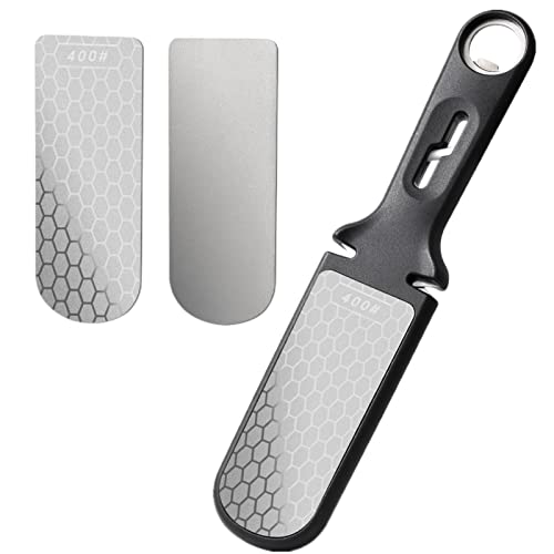 6-In-1 Knife Sharpener, Double-Sided 400/1000 Grit Diamond Knife Sharpening Stone With 3 Slots For Coarse And Fine Grinding, Multi Use Sharpening Tool For Knives Scissors (Black) #TOP7