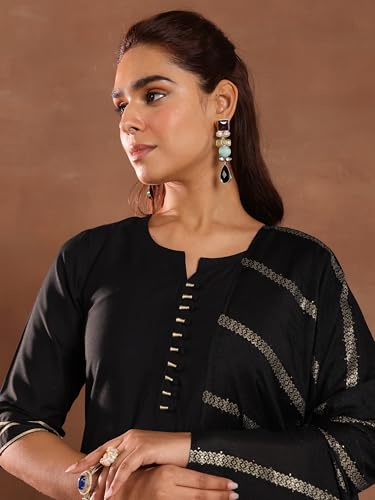 Image of Gerua by libas Solid Silk Blend Straight Kurta With Trousers and Dupatta